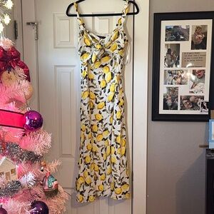 White House Black Market Lemon Print Maxi Dress